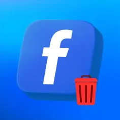 Ikona Facebooka i czerwony kosz na śmieci. Chcesz wiedzieć, jak usunąć konto na FB?