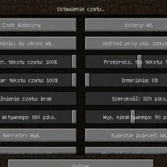Ustawienia czatu w Minecraft. Aby wyłączyć narratora w Minecraft, znajdź opcję "Narrator: Wył." i kliknij ją.