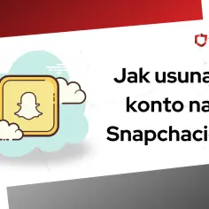Ikona Snapchata na tle chmur i tekst "Jak usunąć konto na Snapchacie?".
