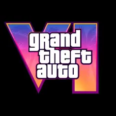 Logo GTA 6 PC z palmami w tle.