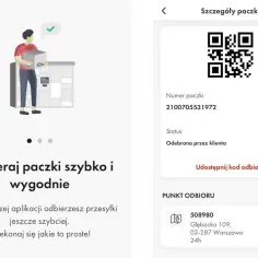 Aplikacja Orlen Paczka ułatwia odbiór przesyłek. Na ekranie szczegóły paczki z kodem QR i informacją o odbiorze.