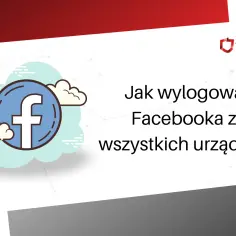 Jak wylogować Facebooka ze wszystkich urządzeń? Ikona Facebooka na tle chmur i siatki połączeń.