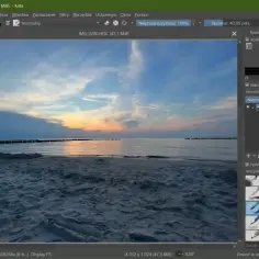 Zachód słońca nad morzem, edytowany w programie Krita, który jest świetną alternatywą dla photoshop za darmo.
