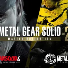 Kolekcja Metal Gear Solid Master Collection Vol. 2, z wizerunkami Snake'a i helikoptera.
