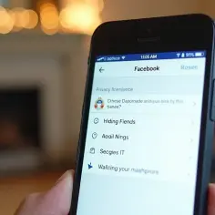 Jak ukryć znajomych na FB? Na ekranie telefonu widać ustawienia prywatności Facebooka, w tym opcję "Hiding Fiends".