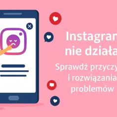 Dzisiejsza awaria Instagrama? Kobieta wskazuje na smutną ikonę aplikacji na ekranie telefonu. Sprawdź przyczyny i rozwiązania problemów.