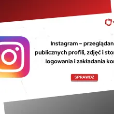 Logo Instagrama i tekst o przeglądaniu profili bez logowania.