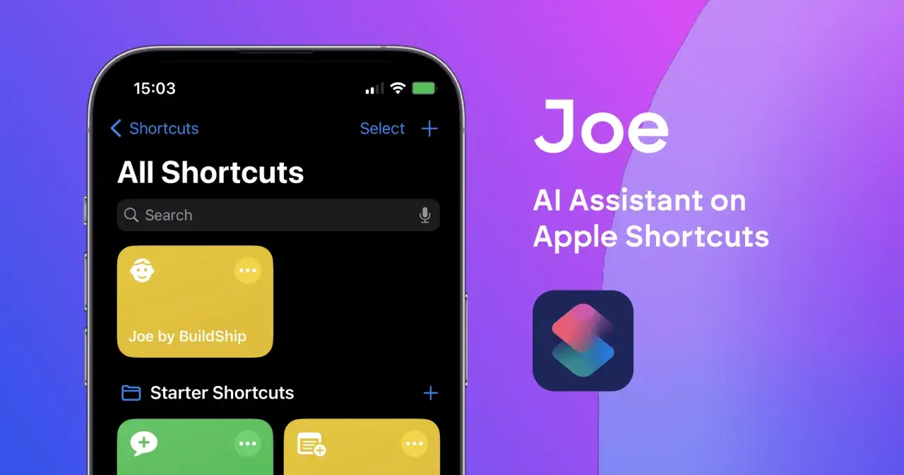 Joe, asystent AI, w aplikacji Skróty na iPhone.