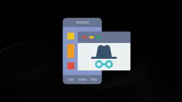 Ikona telefonu i okna przeglądarki z symbolem szpiega. Dowiedz się, jak włączyć incognito.