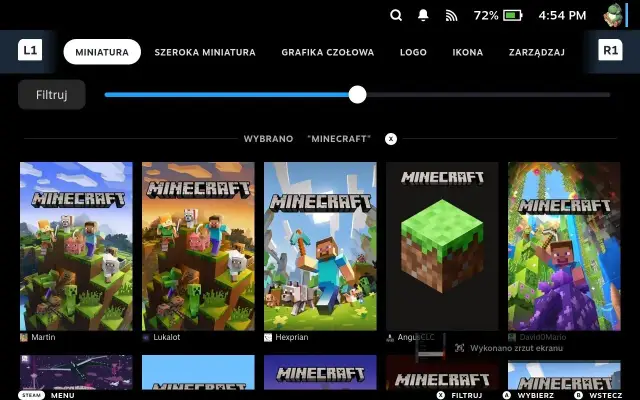 Ekran wyboru gry Minecraft, pokazujący różne okładki. Możesz tu znaleźć instrukcje, jak pobrać Minecraft.